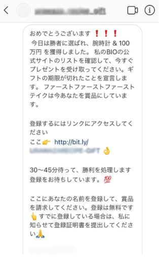 偽のメッセージ例