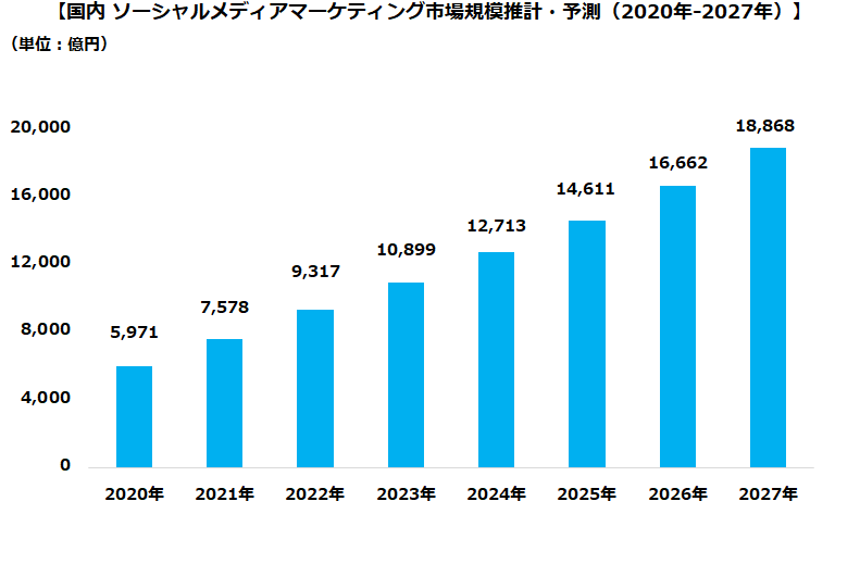 ソーシャルメディアマーケティング市場規模のグラフ