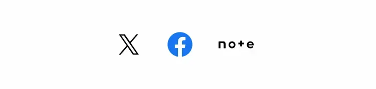 noteロゴと他SNSロゴ・アイコンを並べる方法　サイズ見本