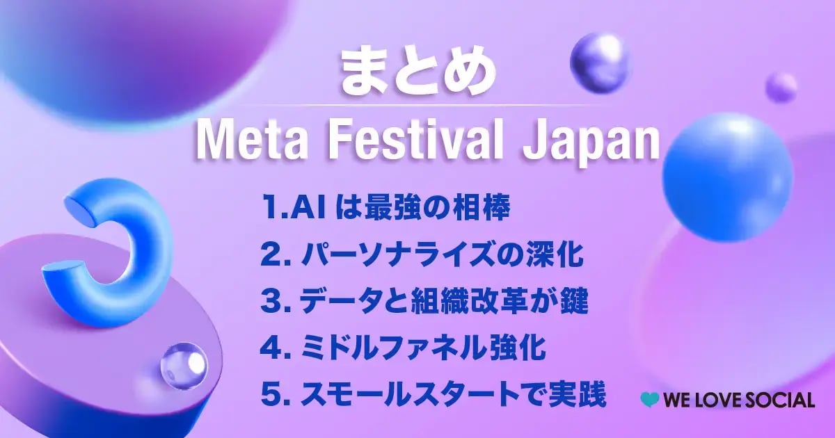 Meta Festival Japanまとめ：AIは最強の相棒、パーソナライズの深化、データと組織改革、ミドルファネル強化、スモールスタートで実践