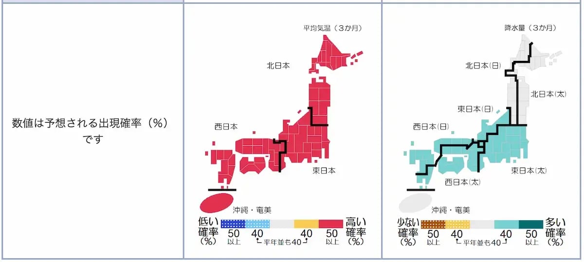 気象庁が出した2025年夏の気温と降水量予報