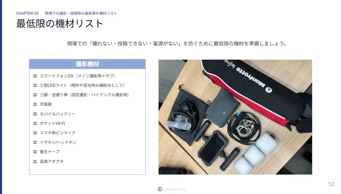 撮影に最低限必要な機材リスト