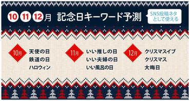 【10月・11月・12月】SNS投稿ネタとして使える記念日キーワード予測と事例22選