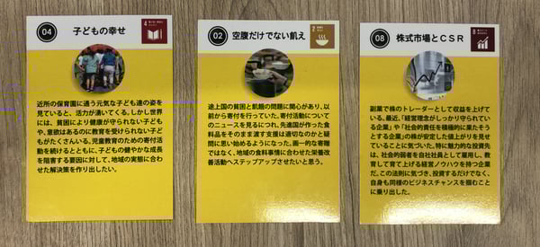 1人1枚配られるプレイヤーカード