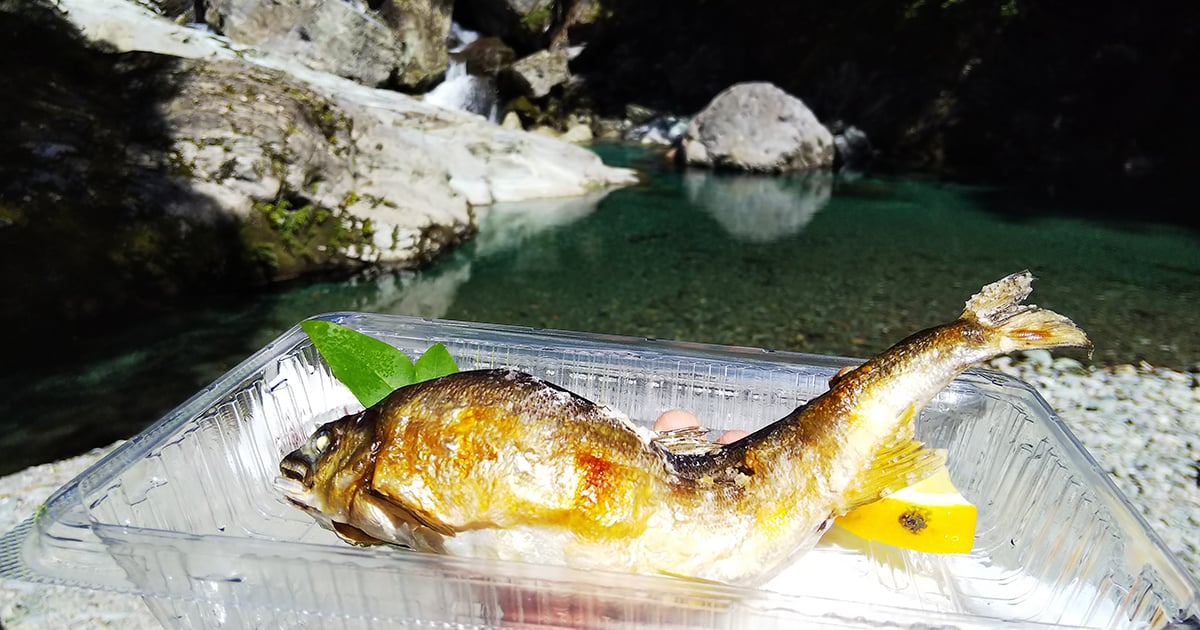 仁淀川と鮎の塩焼き