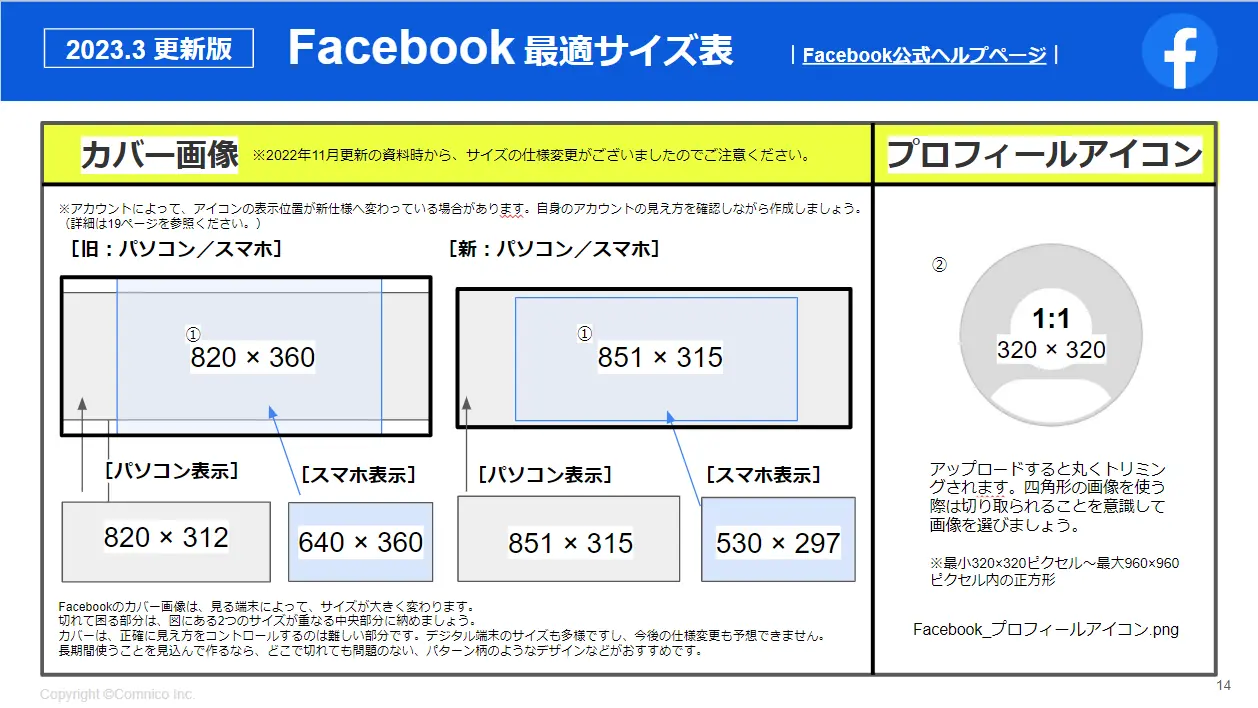 Facebookカバー画像サイズ参考