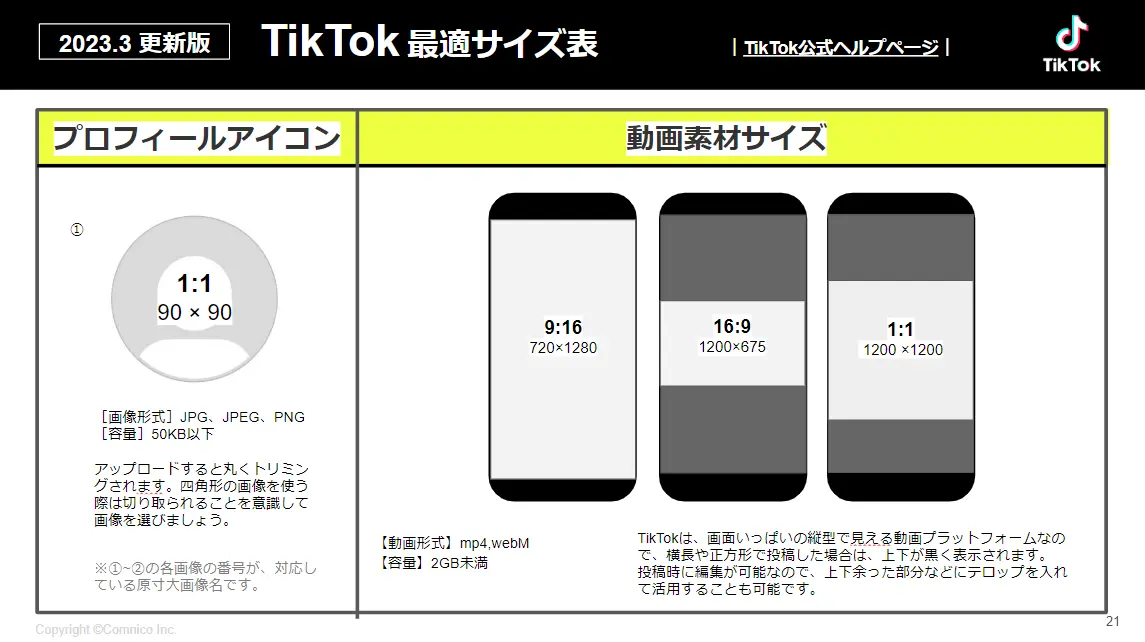 TikTokサイズ表